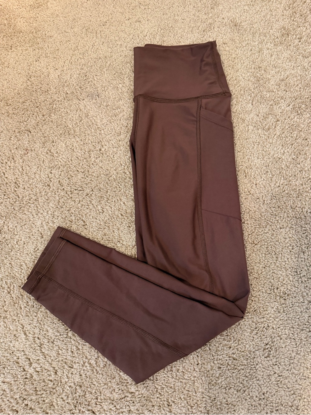 Savvi High-Rise Pocket Leggings, Small (Chocolate)!